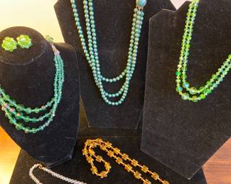 Vintage crystal necklaces and other jewelry
