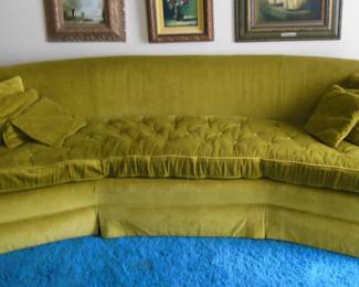 vintage, amazing mid-century green sofa, excellent condition, original owner, not kids and pets were allowed to enter the room.90" long, 32" deep