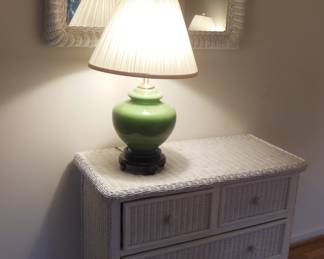 white wicker dresser and mirror