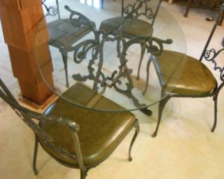 metal base glass top table and chairs