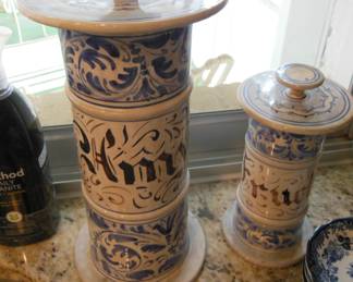 blue and white pasta keepers