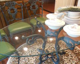 heavy decorative iron table and chairs