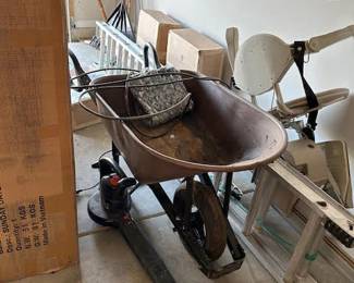 wheel barrel, blower, ladder and stair lift