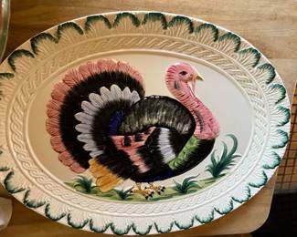 VINTAGE CERAMIC TURKEY PLATTER