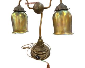 Antique Art Neveu duble arm table lamp (Tiffany studio-style lamp)