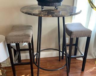Pub table/stools.  Table is 30" across and 42" tall