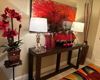 Console Table, Lamps