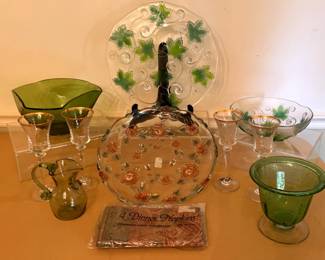 GREEN GLASSWARE MIKASA GOBLETS