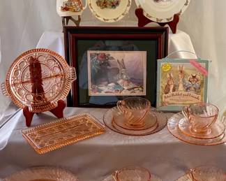 Tea Time With Beatrix Potter With Arcoroc France And Pink Depression Glass