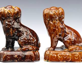 Two Rockingham Ware Dogs