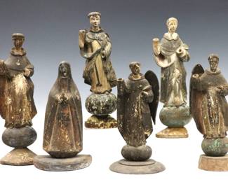 Six 18th/19th century carved wooden Santos figures