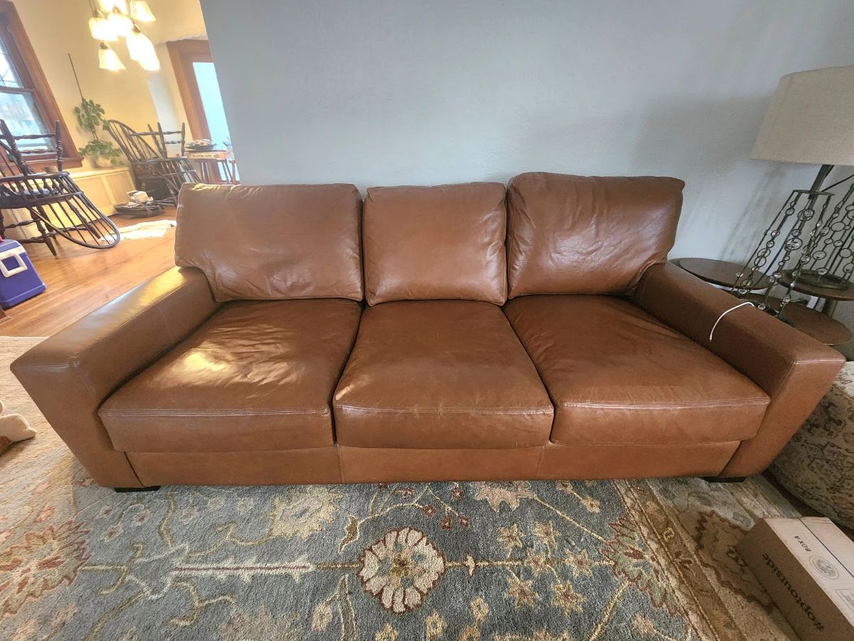 Pottery Barn leather sofa