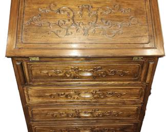 Drop leaf carved desk