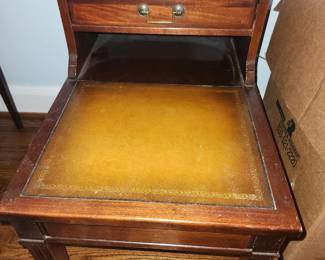 Qty 2 leather inset 2 tier end table