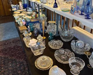 A lot of cut crystal and Italian pieces 
Hand painted 