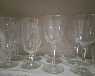 Vintage etched stemware