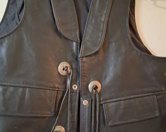 Leather motorcycle vest.