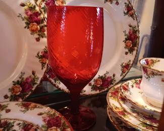 RALPH LAUREN RED WATER GOBLETS