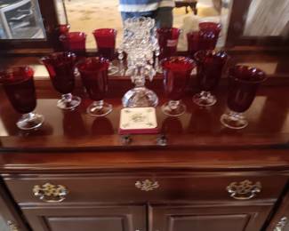 RED WITH CLEAR BASE WATER GOBLETS