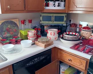 PIONEER WOMAN, FAT CHEF  PASTA SERVING BOWL AND SIX BOWLS, SEVERAL NEW CUTTING BOARDS, NEW LAZY SUSAN