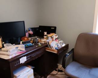 VINTAGE DESK, OFFICE SUPPLIES, OFFICE CHAIR