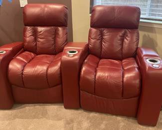 Pair of Red Custom Theater Seating