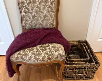 French Louis XV Style Rolling Accent Chair