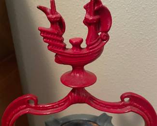 Red Painted Cast Iron Smoking Stand