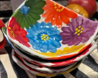 Set of 4 Sunshine Ceramica Floral Painted Dipping Bowls – Made in Spain