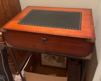Trunk Style Desk with Brass & Leather Accents