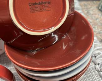 Crate & Barrel Red & White Dinner Bowls