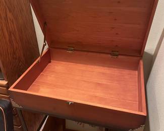 Trunk Style Desk with Brass & Leather Accents