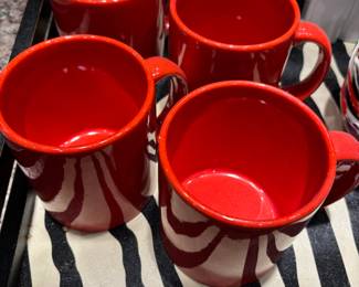 Set of 4 Waechtersbach Red Ceramic Coffee Mugs