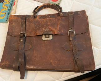 Circa 1930s Leather Briefcase Satchel