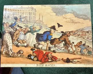 Vintage Thomas Rowlandson "Bath Races" Post Card from the Royal Cresent Hotel 