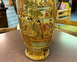 Cloisonne' Floor Vase depicting Japanese  Scenes