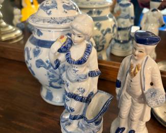 Blue and White Figurines and ginger jars
