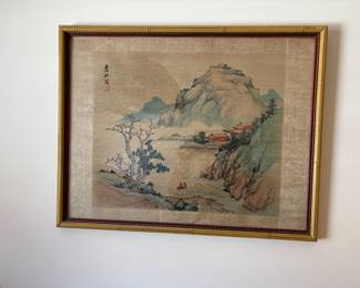 Silk and ink framed Art