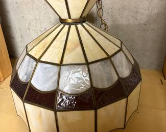 Leaded stain glass shade. One broken panel. 