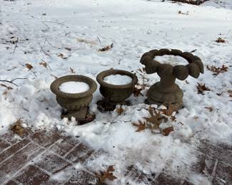 Concrete Planters and Bird Bath - You have to move it!