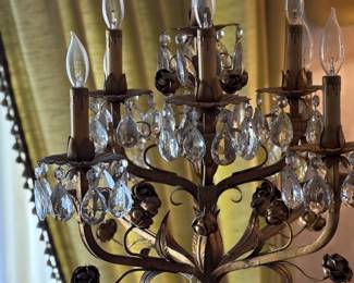 Floor gold and gold tone candelabra lamp