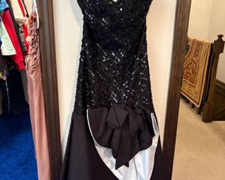 1980's strapless  sequined and tafetta mini dress