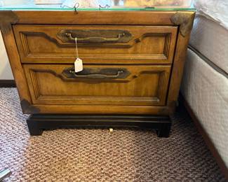 Vintage Basic Witz Chinoiserie nightstand w a glass top