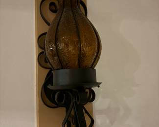 Vintage Amber and Iron Sconces