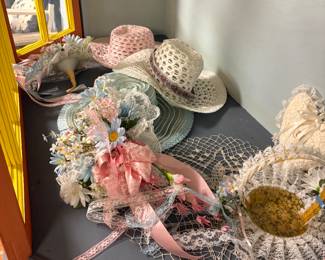 If you are needing wedding hats, bouquets, baskets here a few for you to choose from