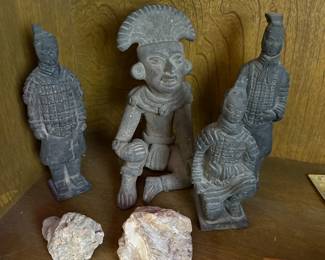 Pre- Columbian or Pre Columbian style pottery figures.