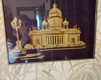 Framed wooden model of St. Isaac's Cathedral in St Petersburg Russia