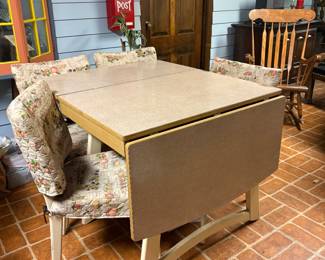 1960's Mid Century Modern Drop Leaf Table and 4 chairs. 