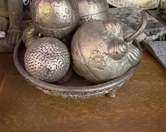 Set of Silver-plated fruit in bowl - 1960's