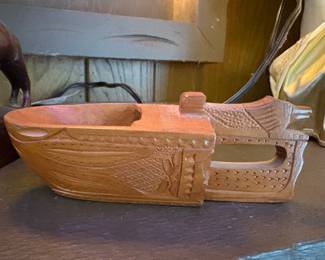 Hand carved of Chinese bamboo fishing boat